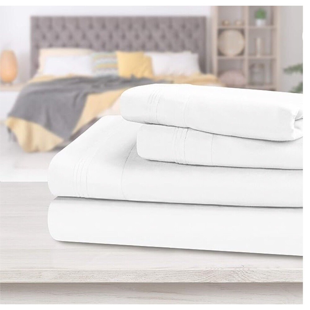 Queen Size Microfiber Egyptian Comfort Deep Pocket Sheet Set (White)